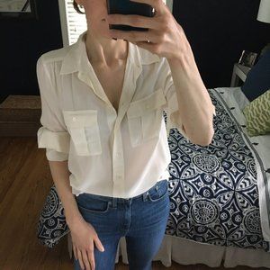 J. Crew Size 4 Blythe Silk White Blouse